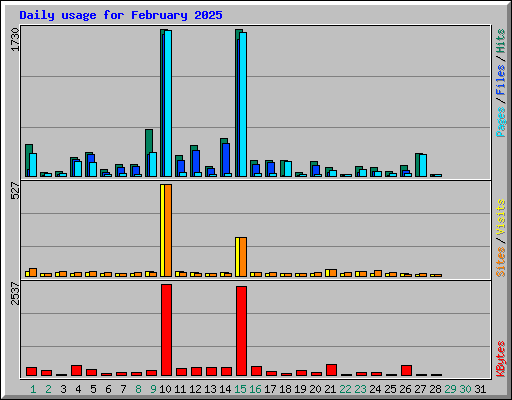 Daily usage for February 2025
